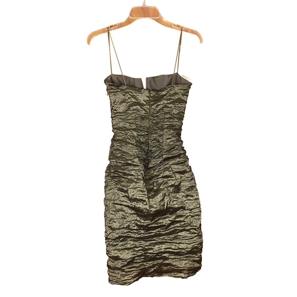 Nicole Miller Collection Ruched Cocktail Dress Size 6 Green Metallic Sleeveless - Picture 6 of 8
